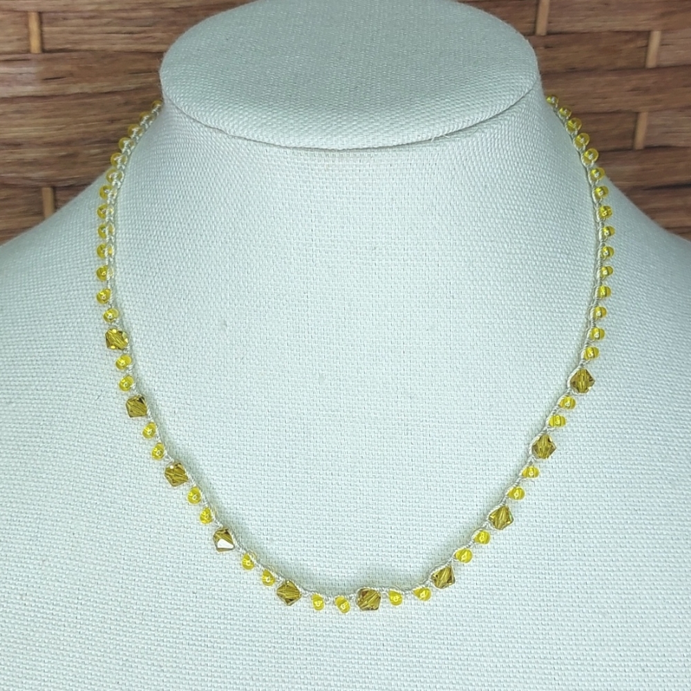 Handcrafted Boho Crochet Necklace Sunshine Yellow by Rust Bel…